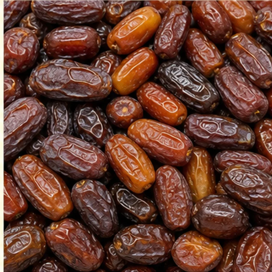 Multiple varieties of whole dates in a commercial close-up